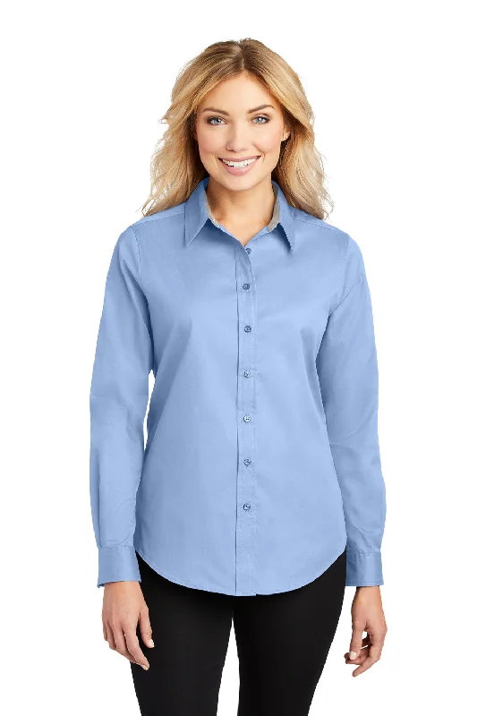 Port Authority Womens Easy Care Wrinkle Resistant Long Sleeve Button Down Shirt - Light Blue