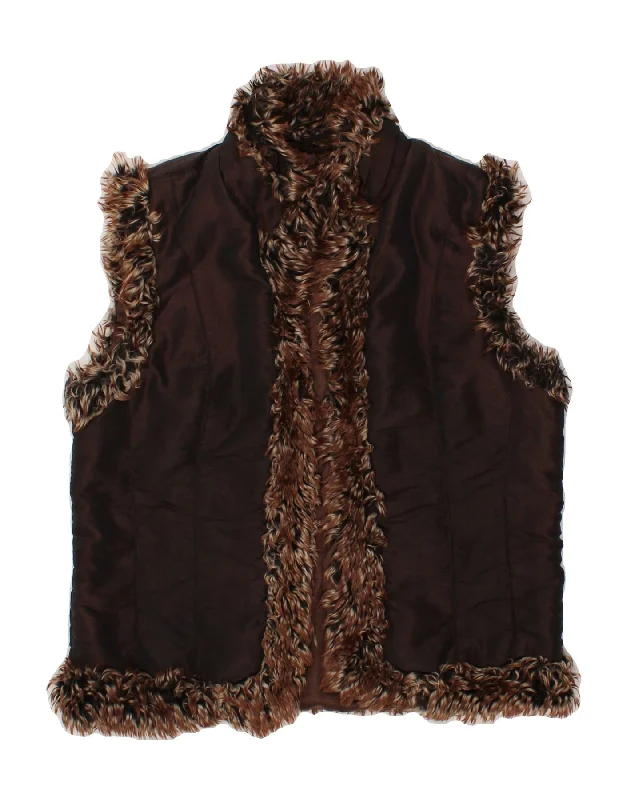 PER UNA Womens Gilet UK 14 Medium Brown Acrylic