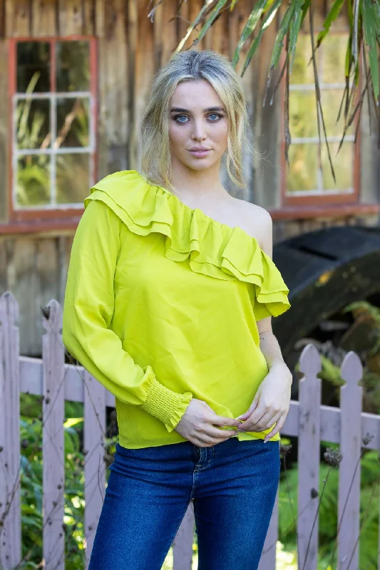 Harlow One Shoulder Top Lime