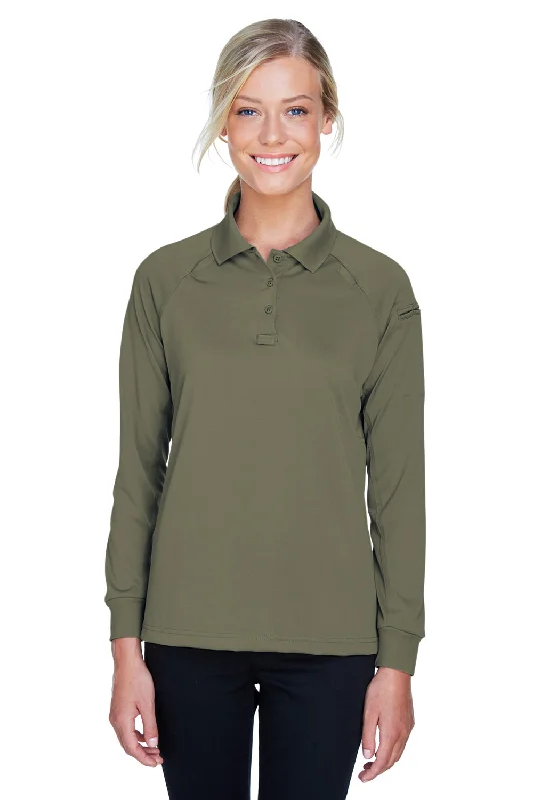 Harriton Womens Advantage Tactical Moisture Wicking Long Sleeve Polo Shirt - Tactical Green