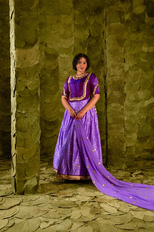 Taṅgi (ತಂಗಿ) Lehenga in Plum Violet and Deep Lavender