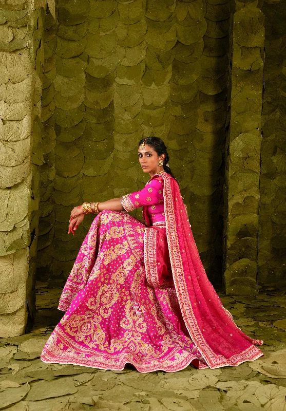 Heṇṇu (ಹೆಣ್ಣು) Lehenga in Shocking Pink