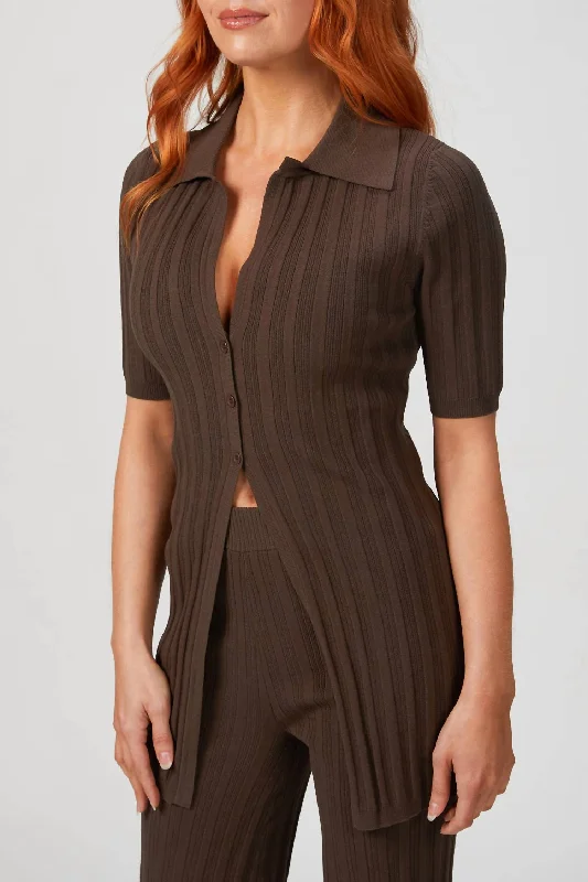Now or Never Waverly Knit Top In Espresso