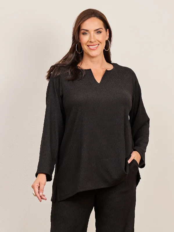 Loretta Crinkle Top - Black