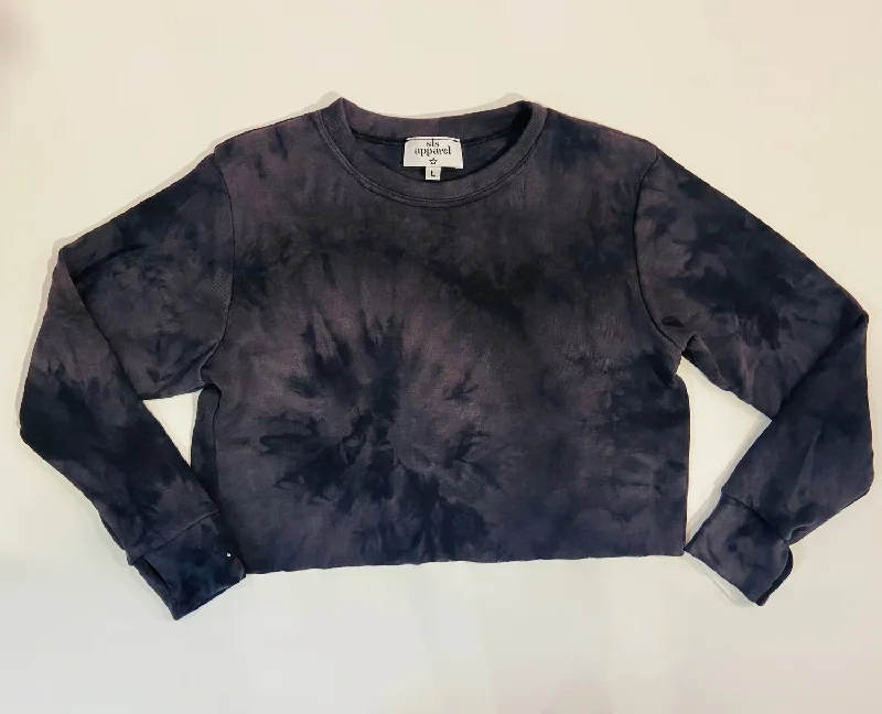 Deal of the Day Tie-Dye Crop Sweatshirt In Charcoal