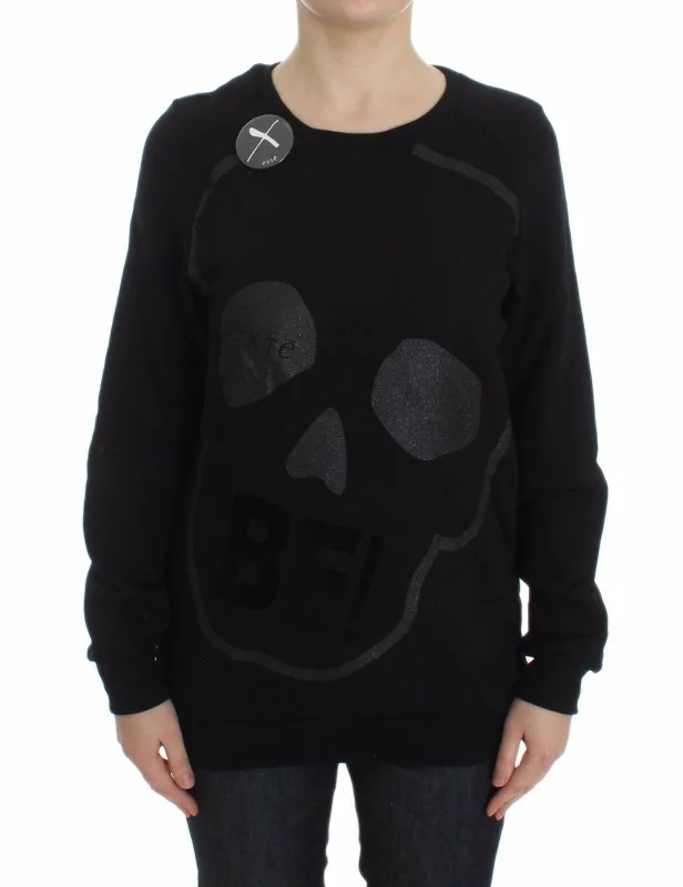 Warehouse Sale Exte  Cotton Motive Print Crewneck Pullover Women's Sweater