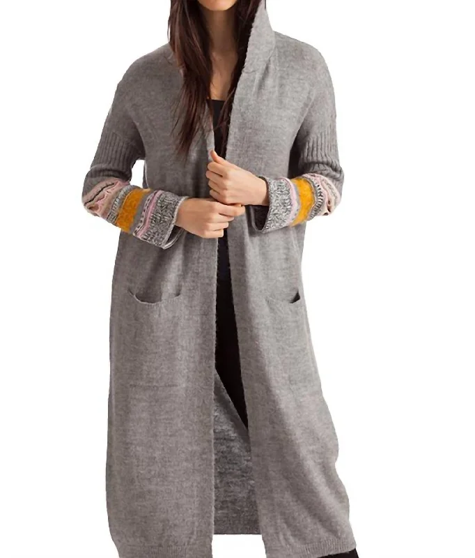 Final Markdown Natalia Long Cardigan With Hood In Gray Multi