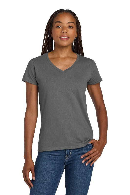 Gildan Womens Short Sleeve V-Neck T-Shirt - Charcoal Grey