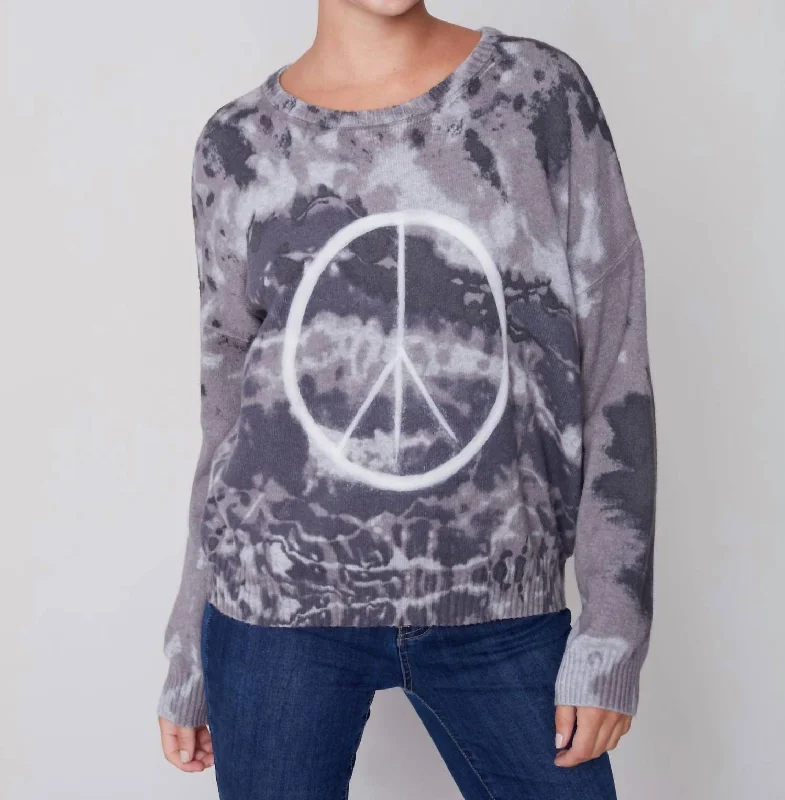 Don't Miss Out Printed Sweater In Charcoal