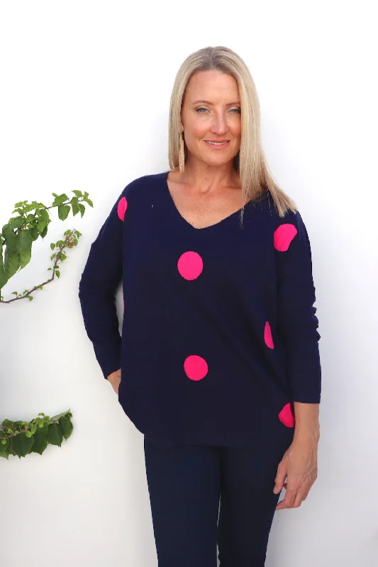 Polka Dot Navy Sweater