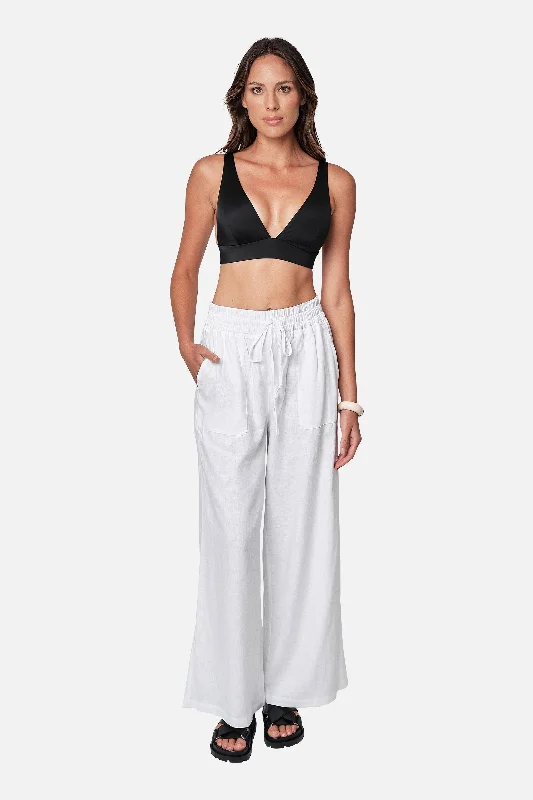 Linen Palazzo Pants WHITE