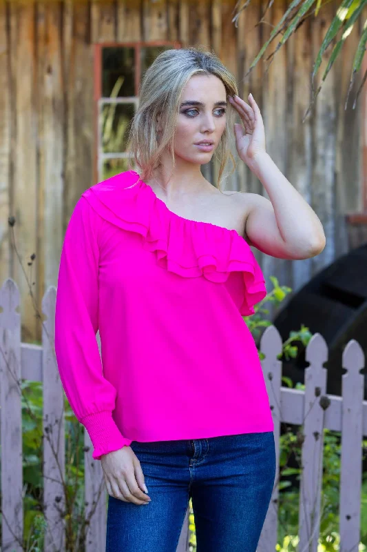 Harlow One Shoulder Top Pink