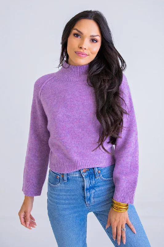 Purple Mixed Yarn Mock Sweater