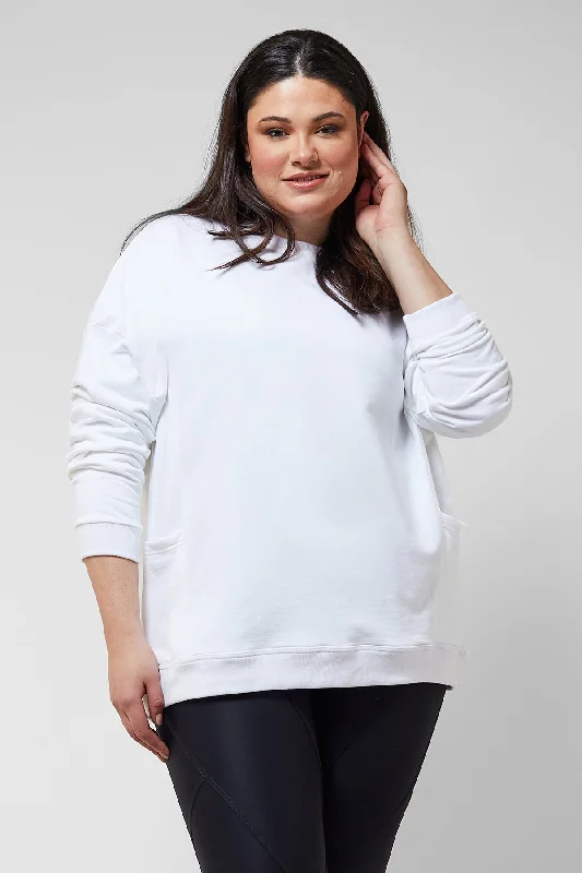 Relaxed Fit Sweatshirt With Pockets White