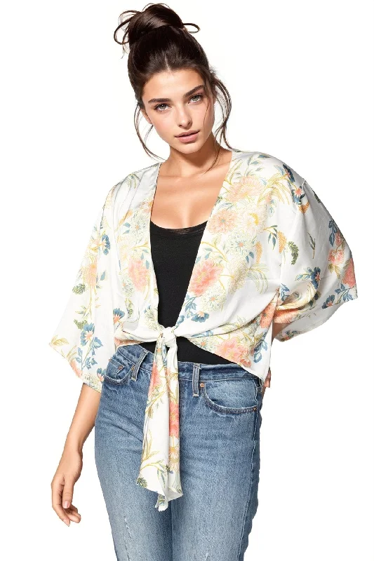 Bed to Brunch Tie Wrap Top in Soft Bouquet Print