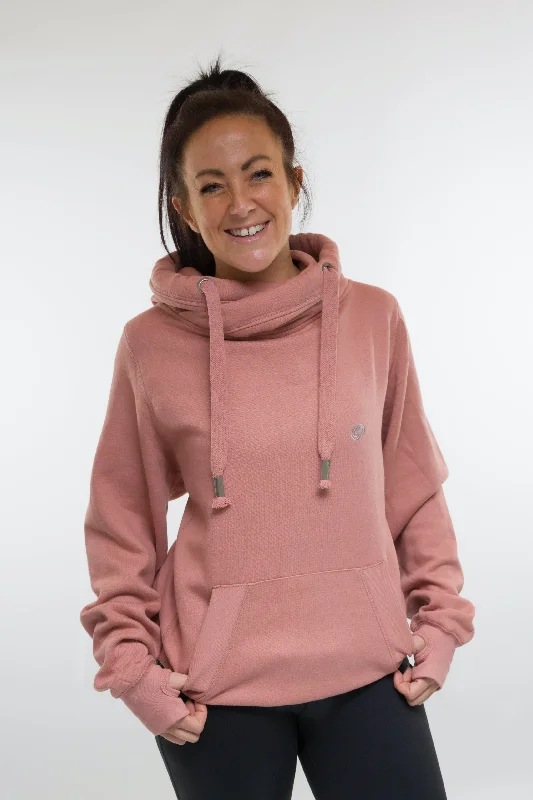 Dusky Pink Cross Neck Hoodie