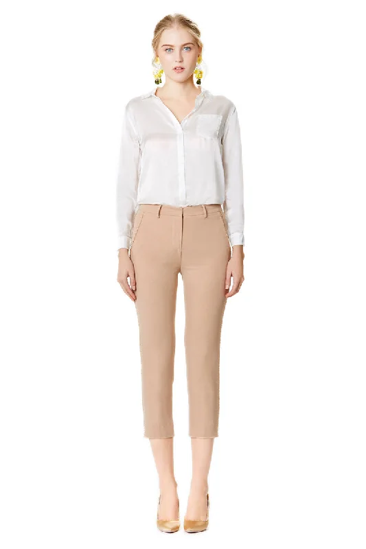 IY Beaded Cropped Trousers In Nude