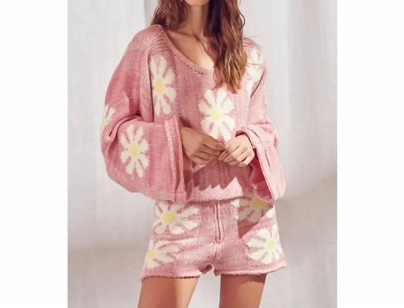 Limited Offer Daisy Cropped Sweater In Pink