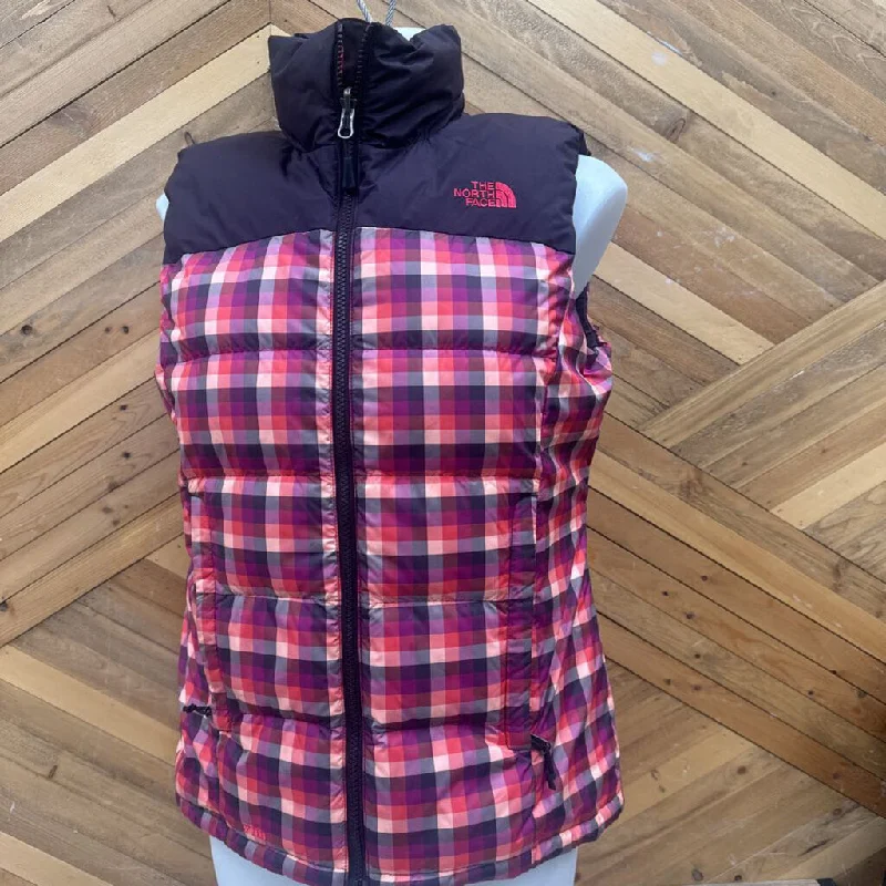 The North Face - Women's Plaid 700-Fill Down Vest - MSRP comp $310: Red / Purple / Black-women-MD