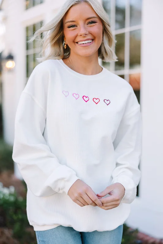 I Heart You White Embroidered Sweatshirt