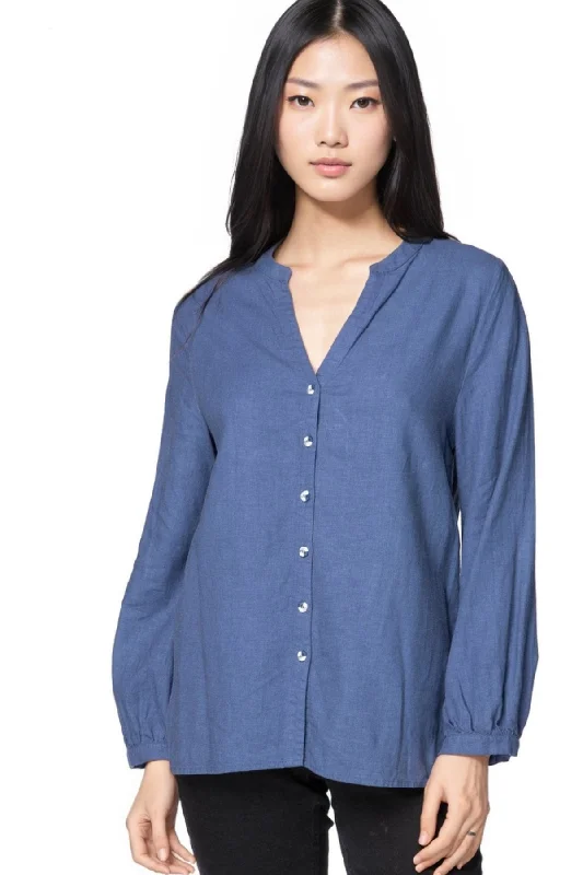 Aveline Button Front Linen Blend Shirt