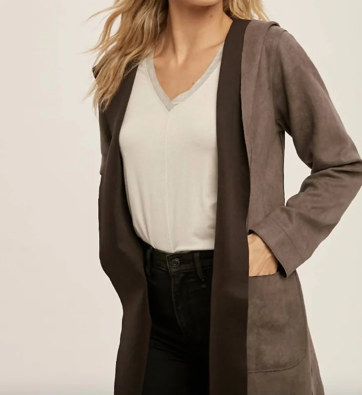 Clearance Sale Suede Jacket In Charcoal