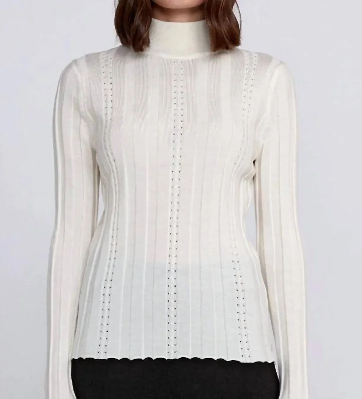 Weekend Discounts to Relish Opal Mock Neck Sweater In Off White