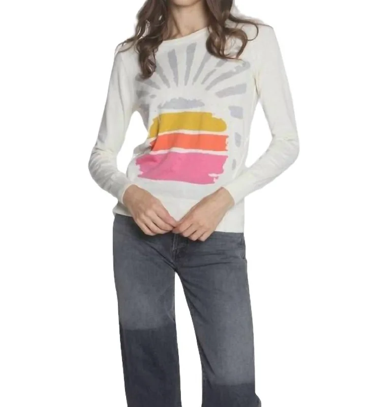 Best Bargains Sunburst Crew Top In White Multi