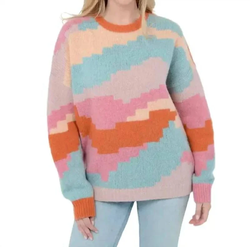 Weekend Bargains to Enjoy Ersa Sweater In Multi Blue Pink