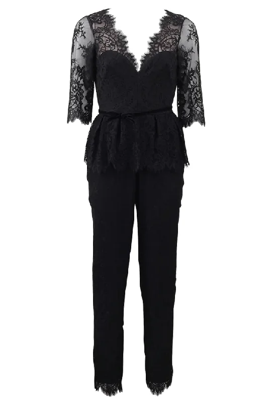 Belted Lace Jumpsuit