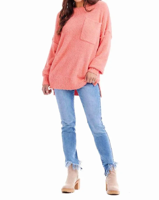 Savings Spectacular Rome Chenille Sweater In Coral