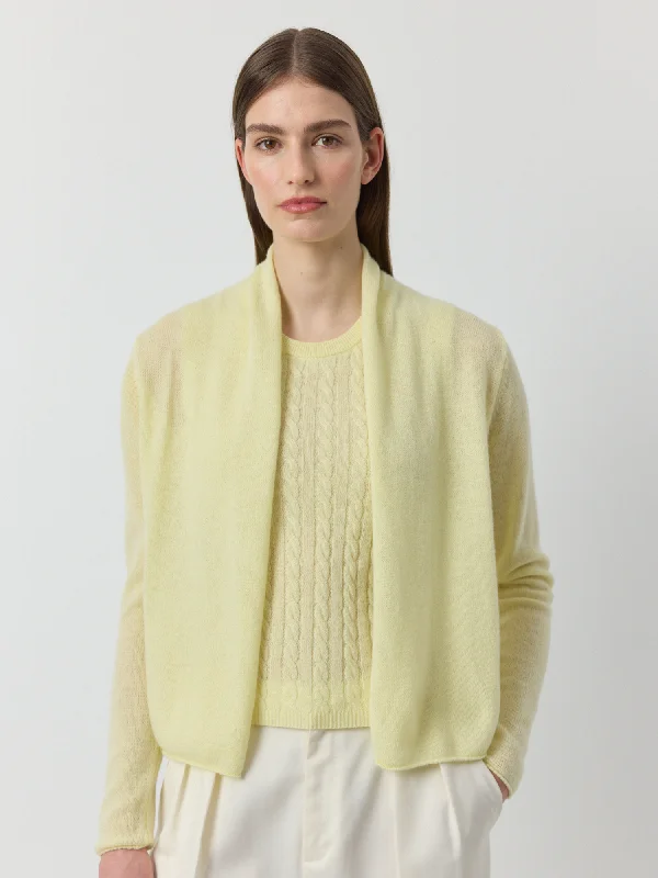 Essential Cashmere Featherweight Cardigan - Lemon