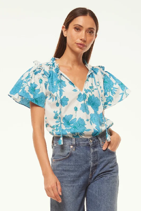 Turquoise Flora Poplin