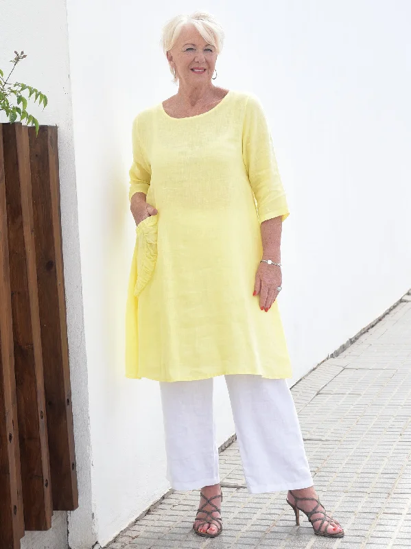 Tirza Fine Linen Top - Lemon