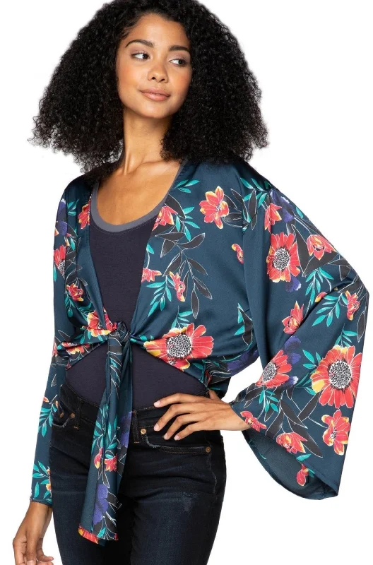 Bed to Brunch Tie Wrap Long Top in Summer Bloom