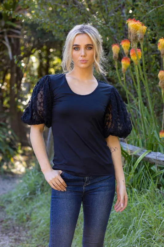 Daisy Puff Top Black