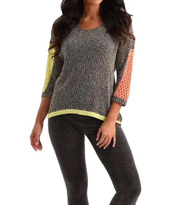 Weekend Bargains to Indulge In Tracy Color Block Crochet Top In Black Multi