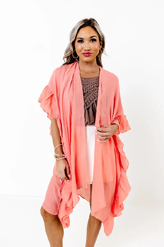 Summer Rhythm Ruffle Overlay In Coral