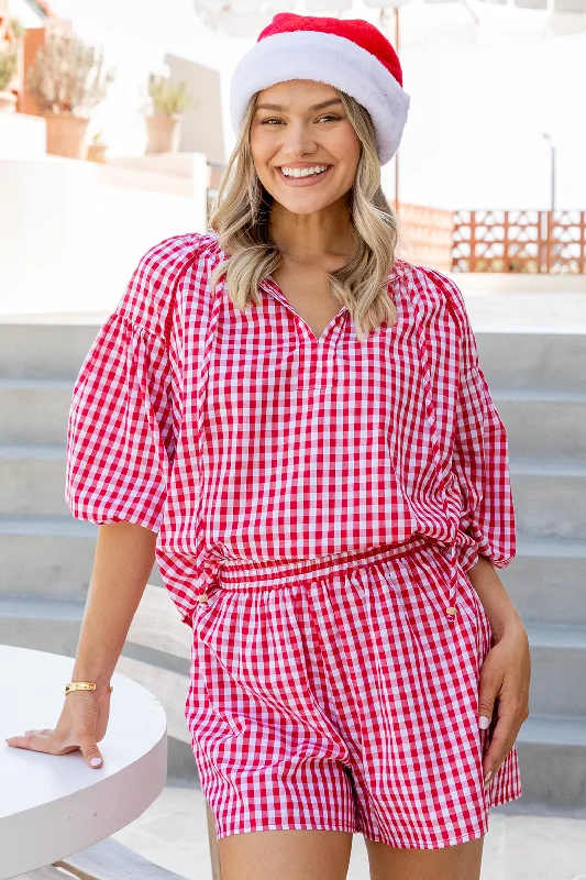 Angela Blouse Red Gingham