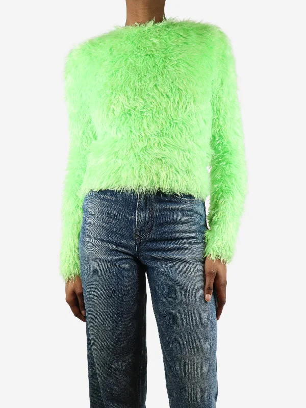 Green faux fur sweater - size S