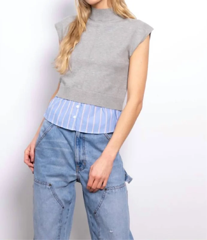 Fantastic Offers Sutton Turtle Neck Twofer Sweater In Grey