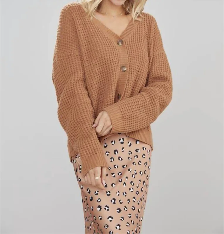 Today's Deal Kara Button Front Cardigan In Rust
