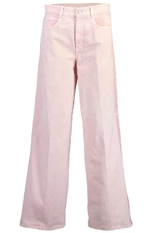 Wide Peach Logo Denim Pant