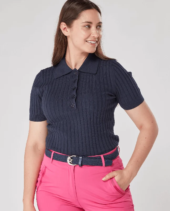 SWING OUT SISTER Abigail Knitted Polo Navy Blazer