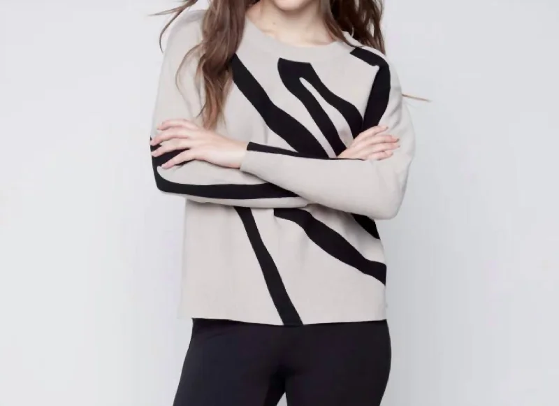 Quick Sale Jacquard Ottoman Sweater In Almond