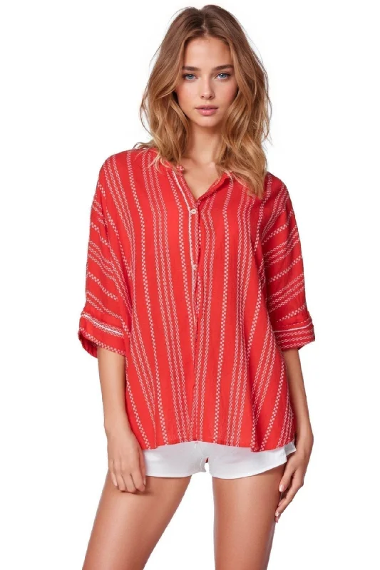 Kelly Button Front Crop Cotton Shirt