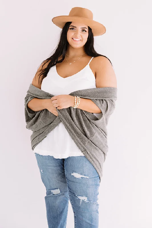 Cue The Cuddles Knit Cardigan In Olive  Curves