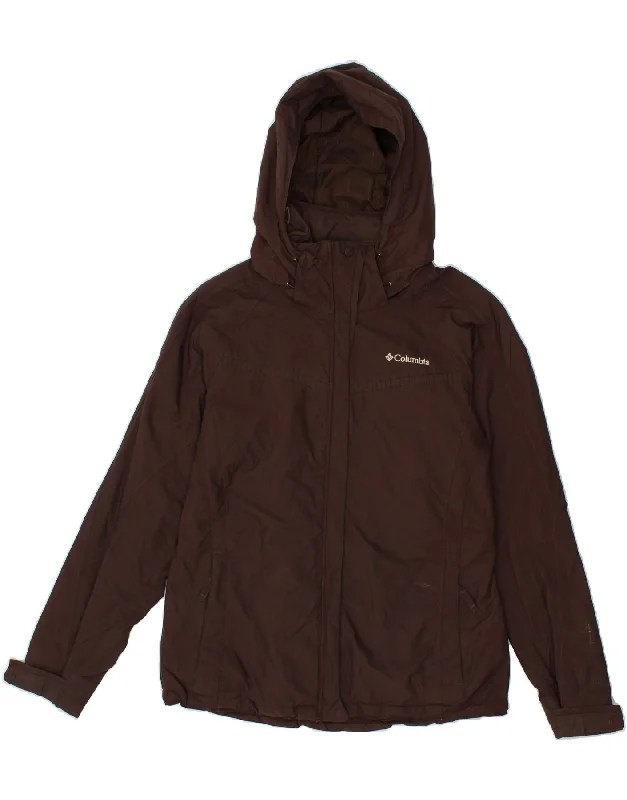 COLUMBIA Womens Hooded Windbreaker Jacket UK 14 Medium Brown Nylon