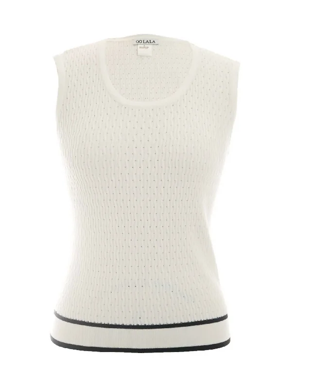 Online Only Sleeveless Sweater In White/black