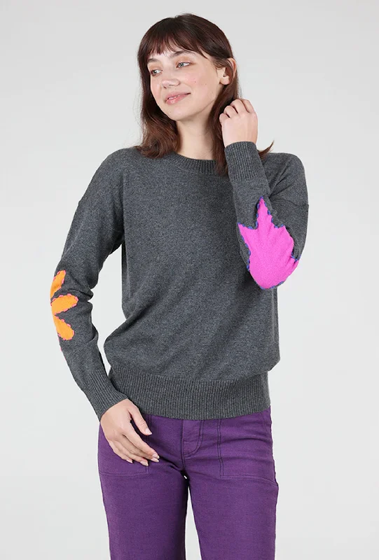 Rue Patches Cashmere Sweater, Ash Gray